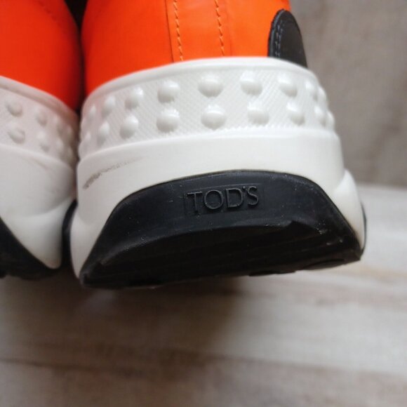 ✅Tod’s Leather/Mesh Active Trainer Sneaker Orange/Black Shoes Men's Sz UK 7/US 8 - Picture 11 of 16